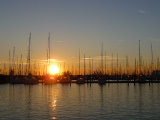 Sonnenuntergang hinter Masten bei einer Sail